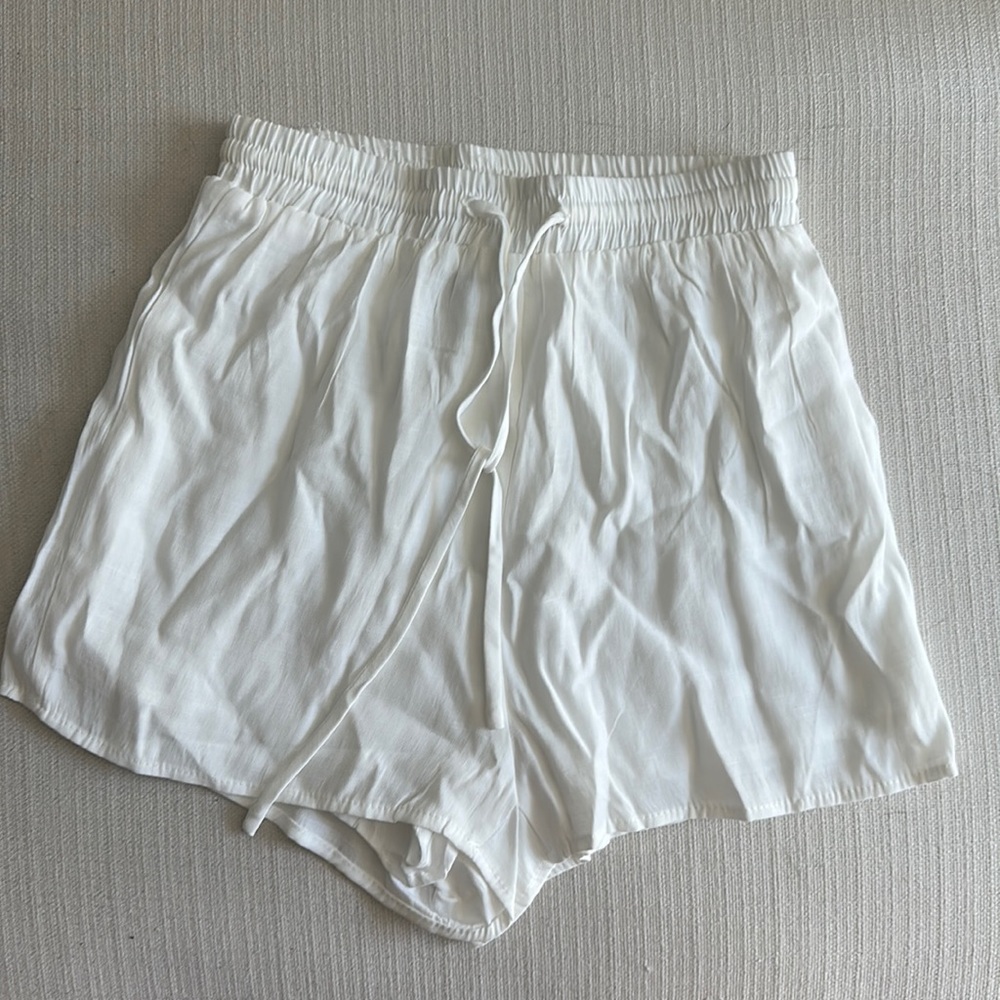 Princess Polly white linen shorts